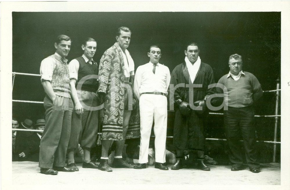 Fotografia d epoca originale 1933 BARCELONA ES Boxe Paulino UZCUDUN vs Giacomo BERGOMAS Stadio OLYMPIA Foto 1
