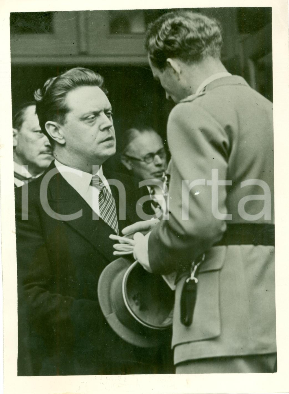 Fotografia d epoca originale 1940 BRUXELLES Re Leopoldo III BELGIO Albert DE VLEESCHAUWER ministro colonie 1
