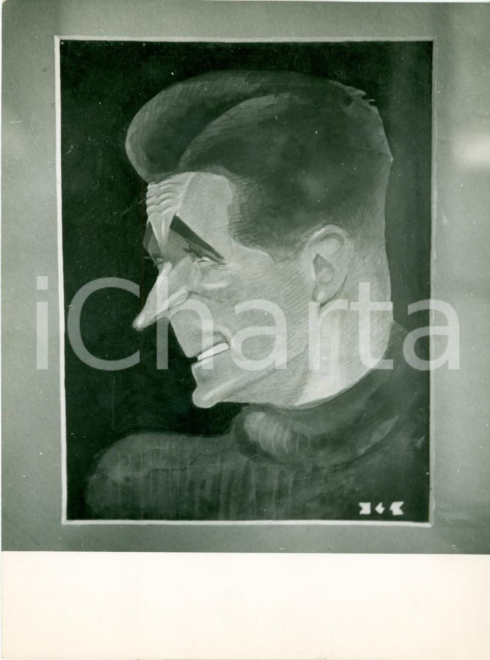 Fotografia d epoca originale 1960 ca PARIS Attore Albert PREJEAN ritratto in caricatura FOTOGRAFIA 1