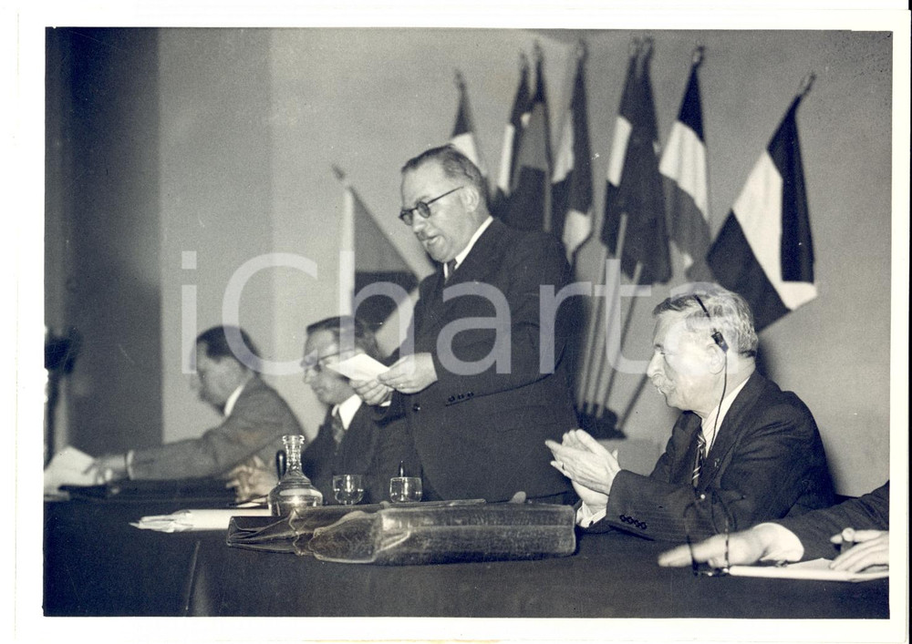 Fotografia d epoca originale 1937 PARIGI Henry PAUWELS Jules ZIRNHELD al Congresso Sindacati Cristiani Foto 1