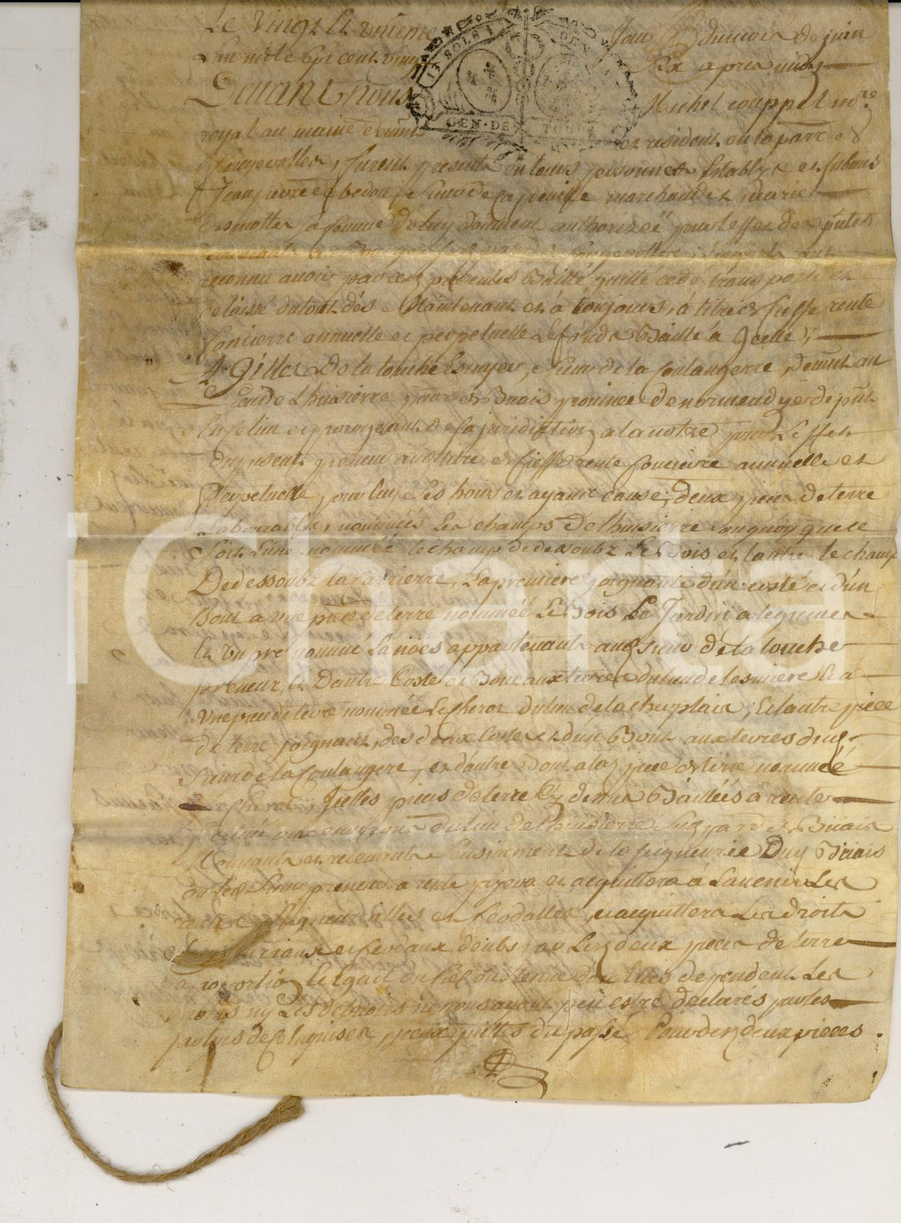 Documento originale, autentico 1726 FOUGEREOLLESDUPLESSIS Contratto affitto fondi JeanPierre BEDON Parchemin 1