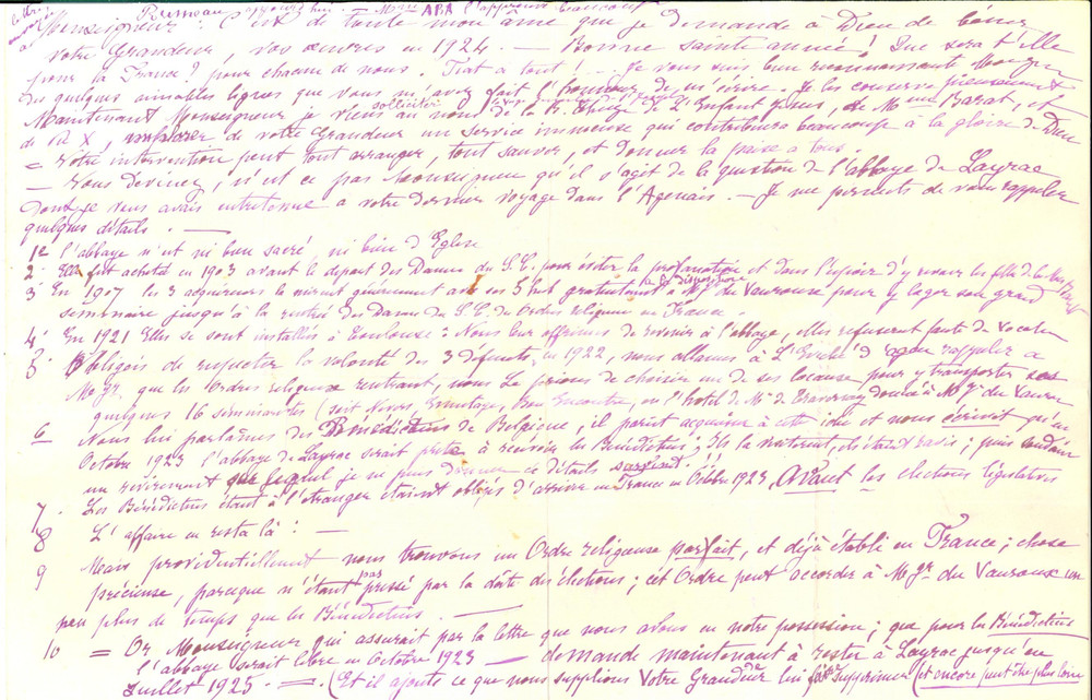 Documento originale, autentico 1924 LAYRAC F Histoire de l abbaye et des Dames du SACRECOEUR Manuscrit 1