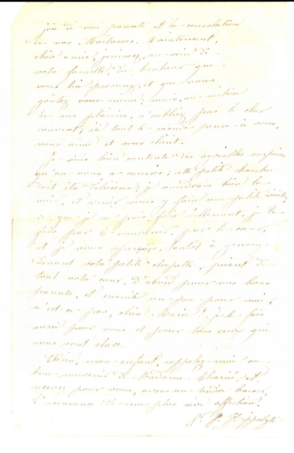 Manoscritto, lettera originale 1860 BORDEAUX Les DAMES DE LA FOI Suor HIPPOLYTE a un exallieva Autografo 1