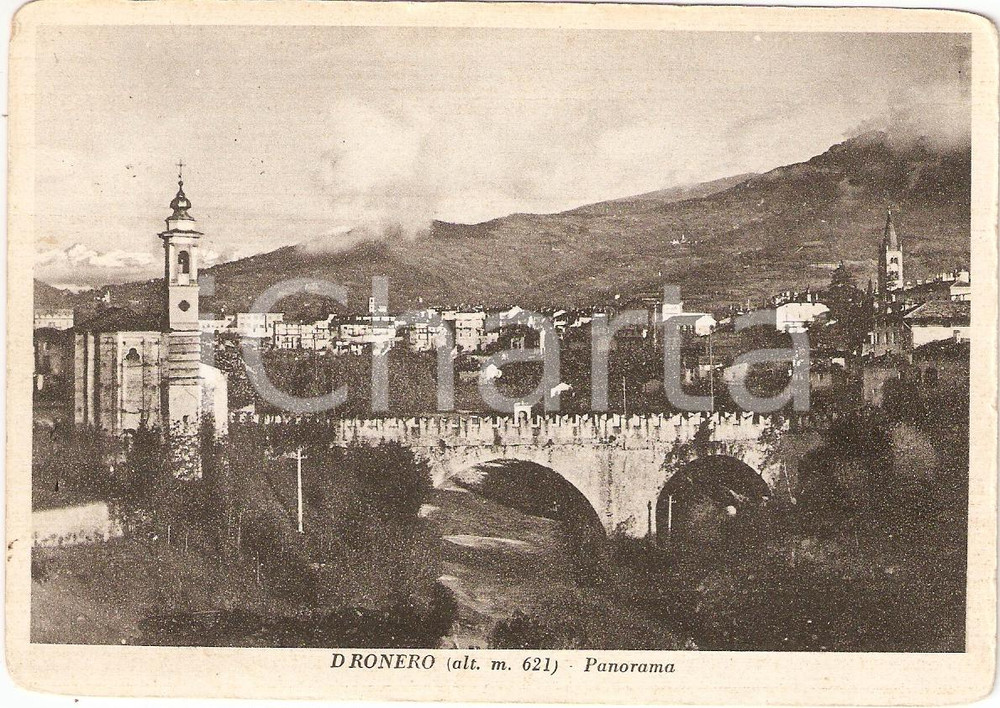 Cartolina originale da collezione 1962 DRONERO CN Panorama con il ponte VECCHIO Cartolina FG VG 1