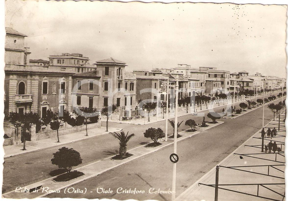 Cartolina originale da collezione 1942 OSTIA RM Viale CRISTOFORO COLOMBO Cartolina  FG VG 1