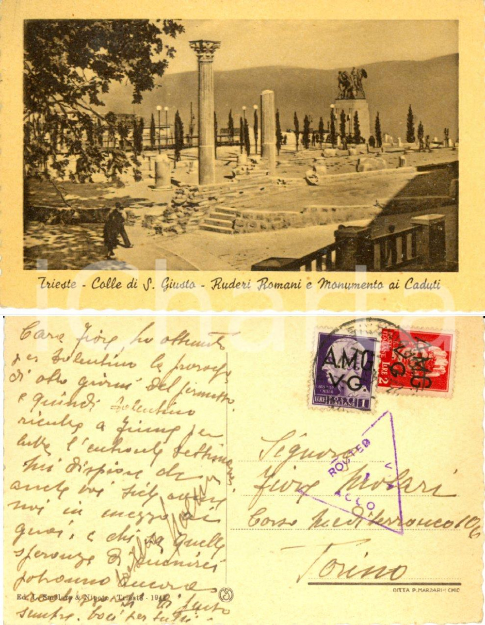 Autografo originale 1930 ca TRIESTE Colle San Giusto  Ruderi Autografo Noemi BELLULOVICH GARIPOLI 1