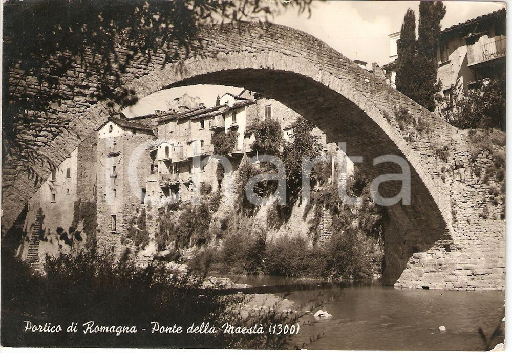 Cartolina originale da collezione 1959 PORTICO E SAN BENEDETTO FC Il ponte DELLA MAESTA  Cartolina FG VG 1