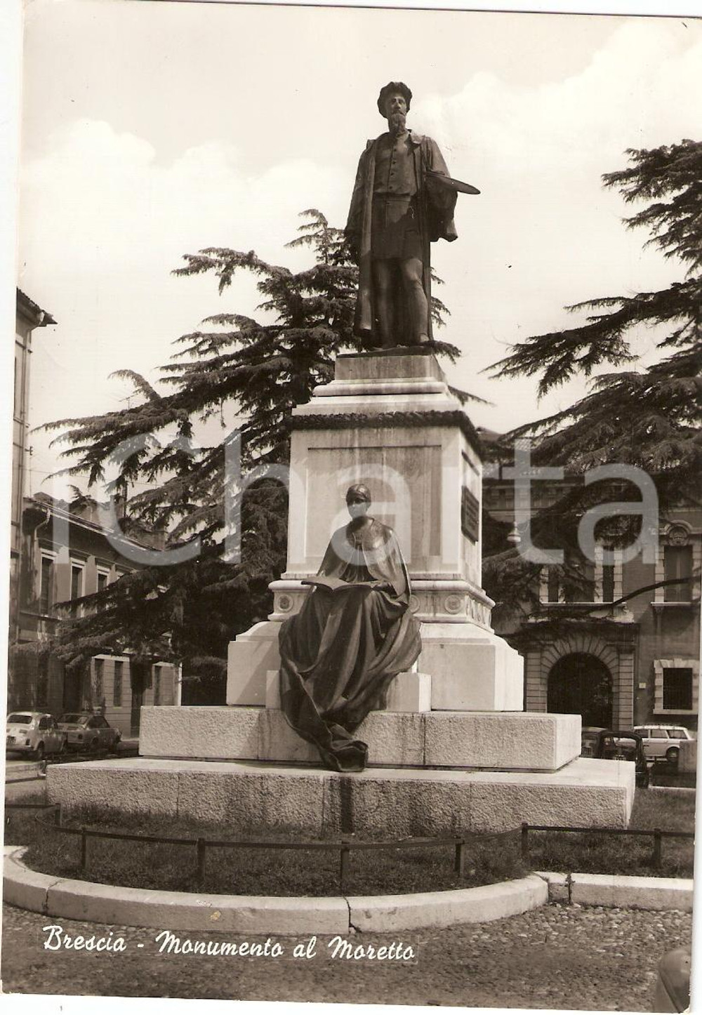 Cartolina originale da collezione 1970 BRESCIA Il monumento al MORETTO Cartolina postale FG VG 1