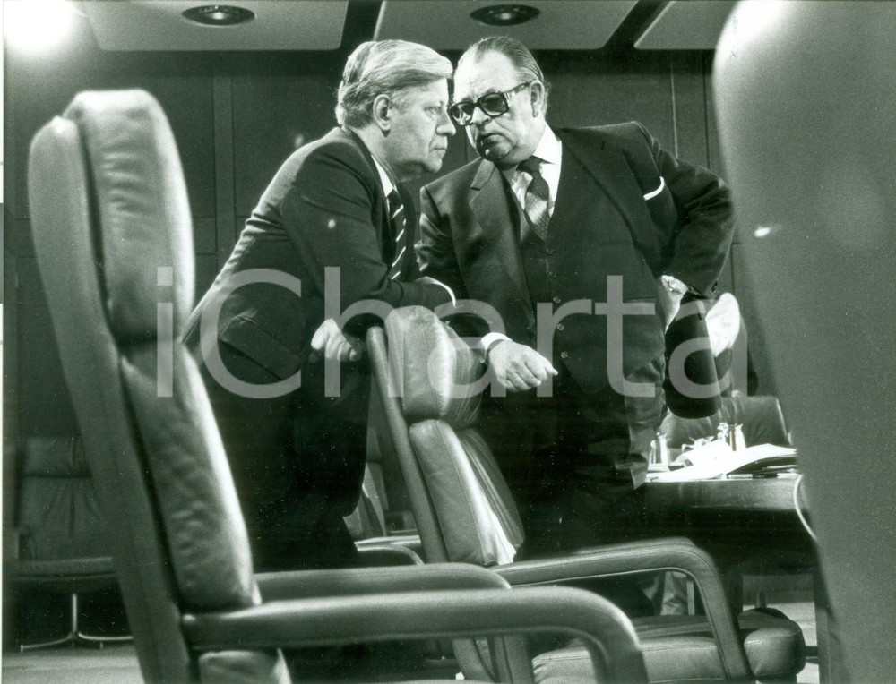 Fotografia d epoca originale 1982 BONN Cancelliere Helmut SCHMIDT con HansJÃ¼rgen WISCHNEWSKI Fotografia 1