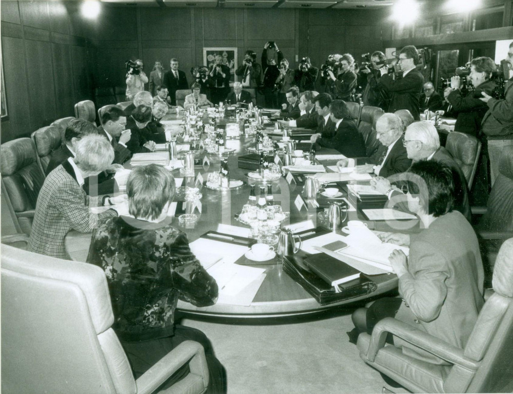 Fotografia d epoca originale 1991 BONN Helmut KOHL alla prima riunione del nuovo Governo Fotografia 1