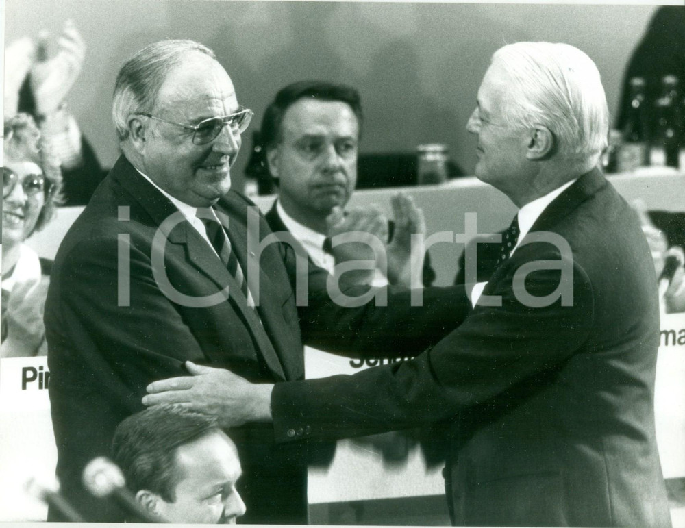 Fotografia d epoca originale 1987 BONN Helmut KOHL e Gerhard STOLTENBERG al Congresso della CDU Fotografia 1