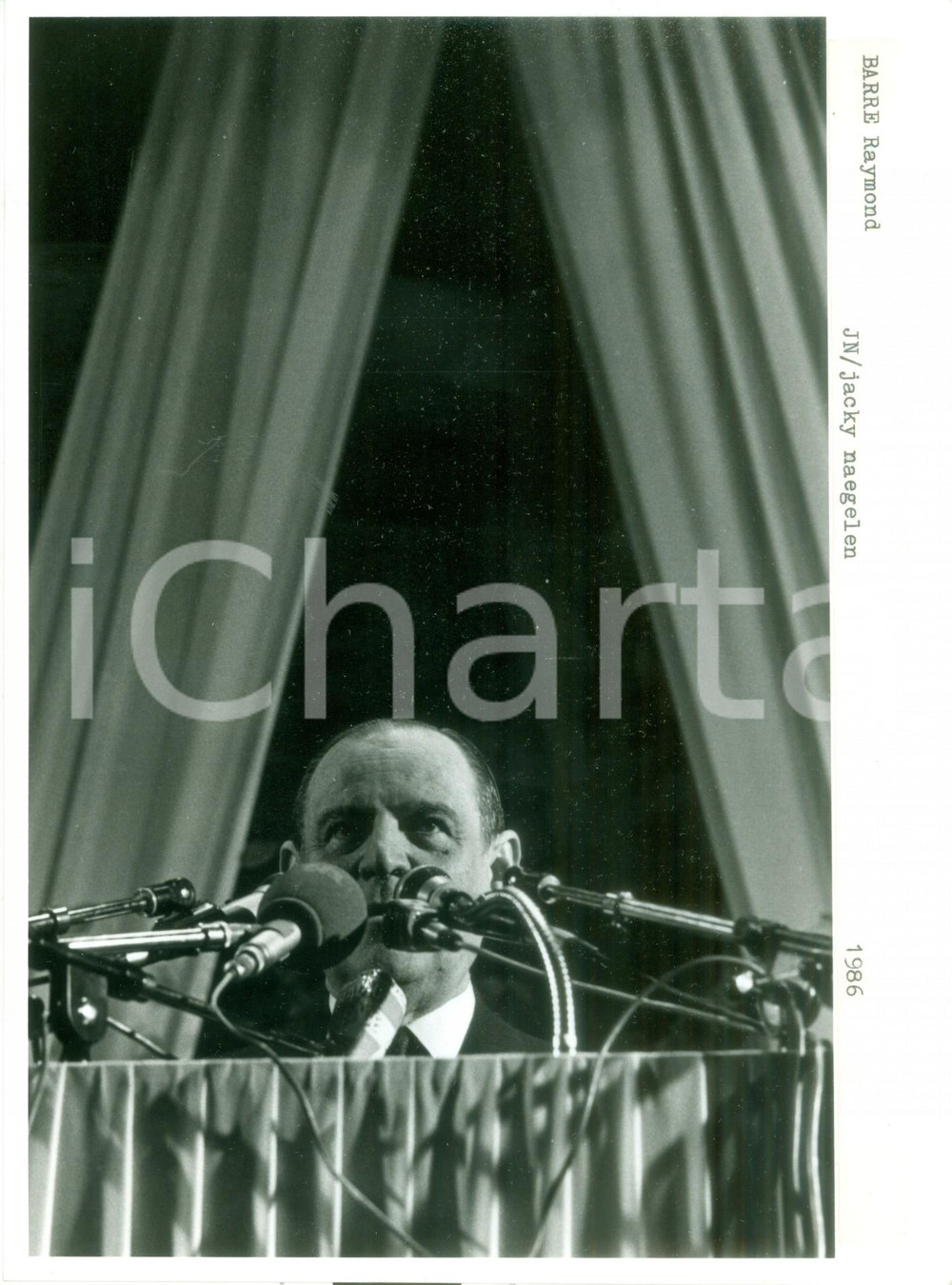Fotografia d epoca originale 1980 ca PARIS F Primo Ministro Raymond BARRE in conferenza stampa Fotografia 1