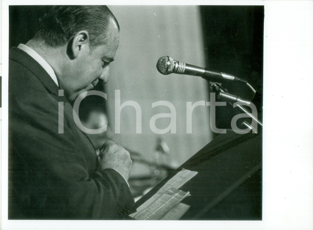 Fotografia d epoca originale 1980 ca PARIS F Primo Ministro Raymond BARRE in conferenza stampa Fotografia 1