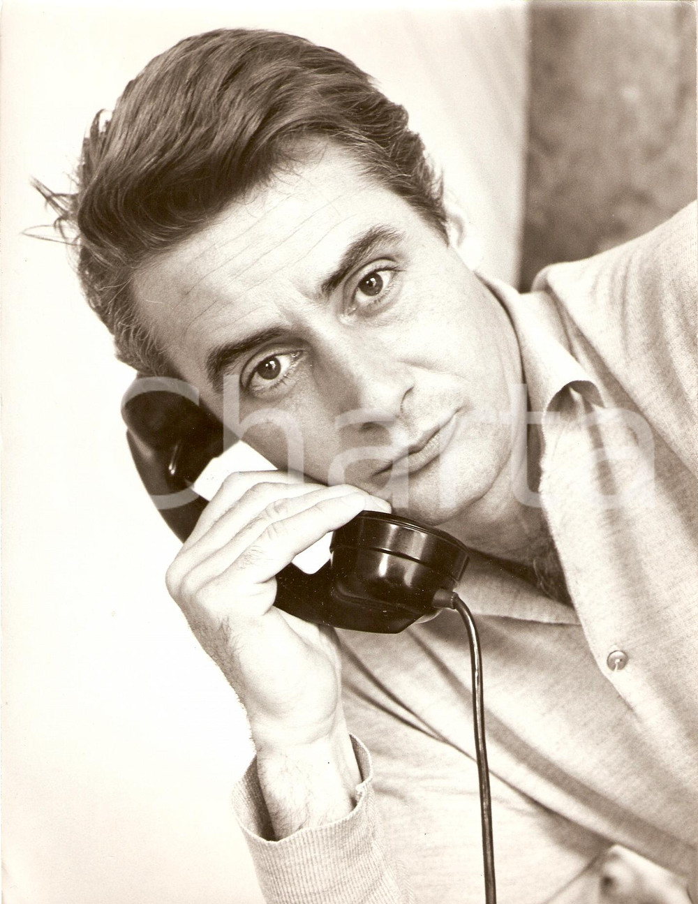 Fotografia d epoca originale 1960 ca CINEMA Attore Michel BARDINET al telefono Ritratto Fotografia 1