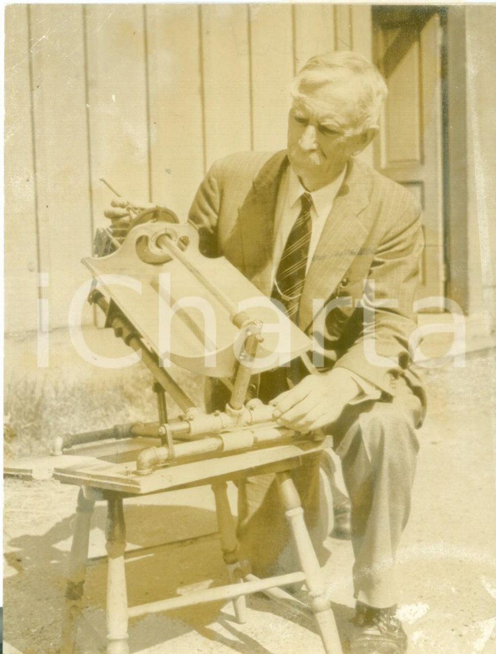 Fotografia d epoca originale 1944 WASHINGTON USA Charles ABBOT Smithsonian Institution con modello solare 1