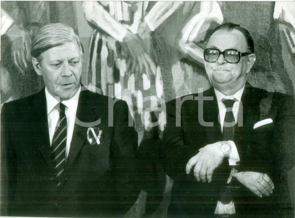 Fotografia d epoca originale 1982 BONN Politico HansJÃ¼rgen WISCHNEWSKI con Helmut SCHMIDT Fotografia 1