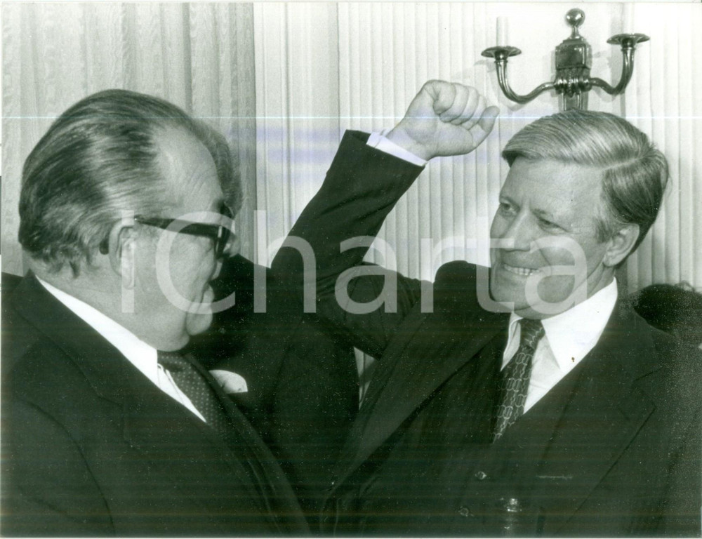 Fotografia d epoca originale 1979 BONN Helmut SCHMIDT scherza con HansJürgen WISCHNEWSKI Fotografia 1