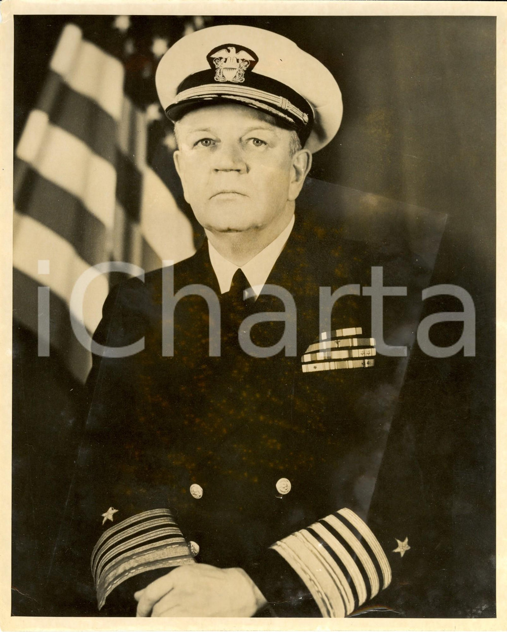 Fotografia d epoca originale 1951 USA William FECHTELER capo operazioni navali U.S. NAVY Foto DANNEGGIATA 1