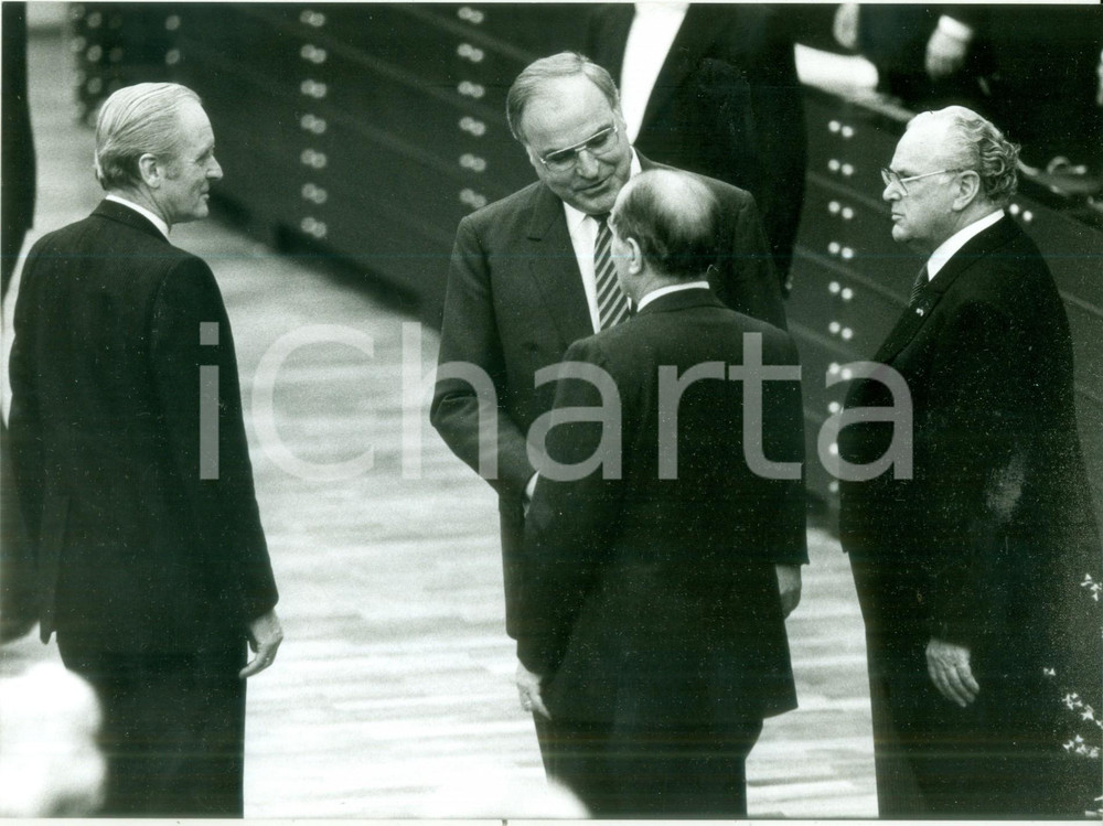 Fotografia d epoca originale 1983 BONN DE FranÃ§ois MITTERRAND Helmut KOHL Richard STUCKLEN Fotografia 1