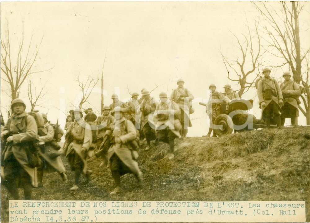 Fotografia d epoca originale 1936 URMATT F Chasseurs renforÃ§ant ligne de protection de l EST Photographie 1