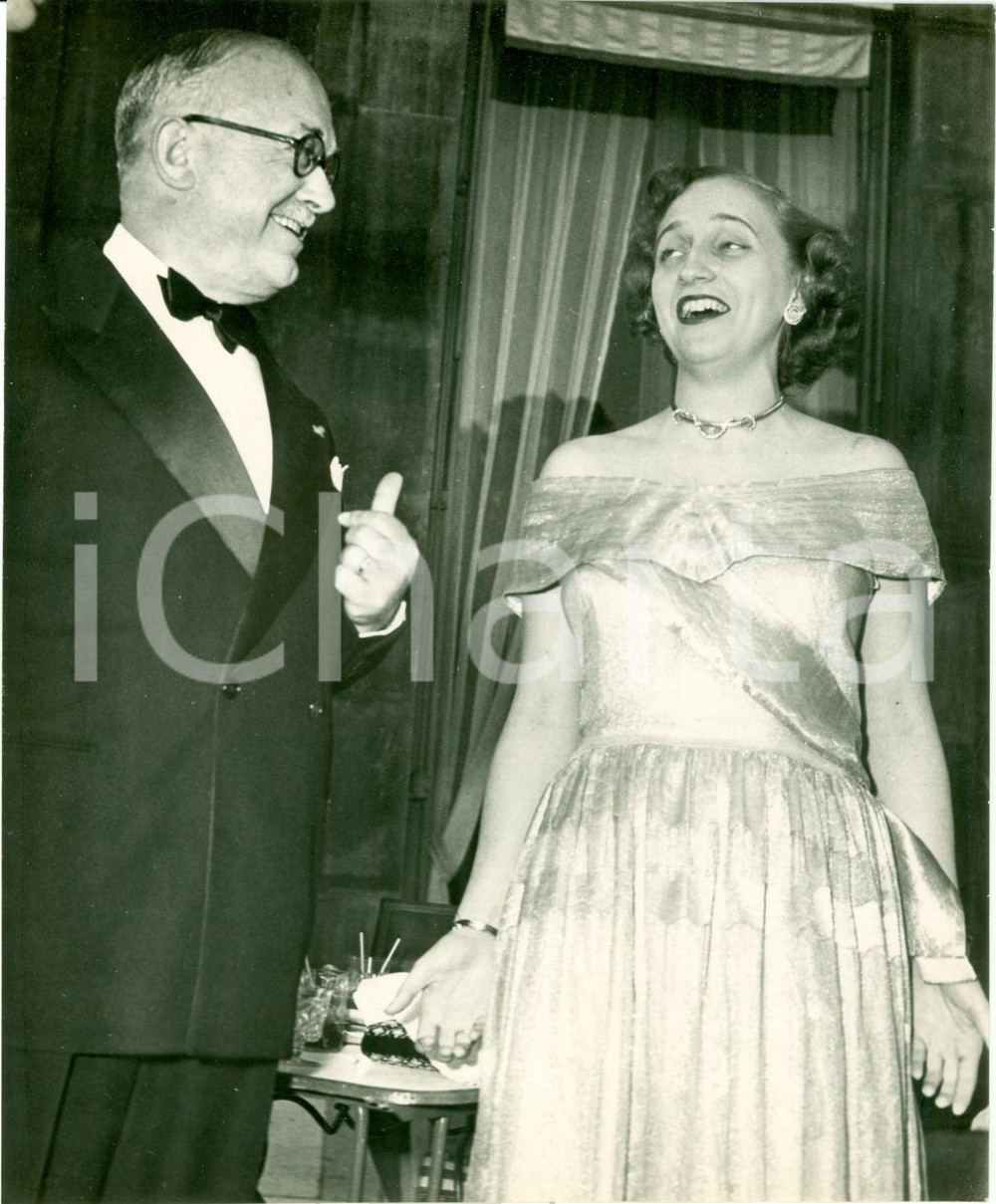 Fotografia d epoca originale 1950 ca PARIS Vincent AURIOL con Bess WALLACE moglie di Harry TRUMAN Fotografia 1