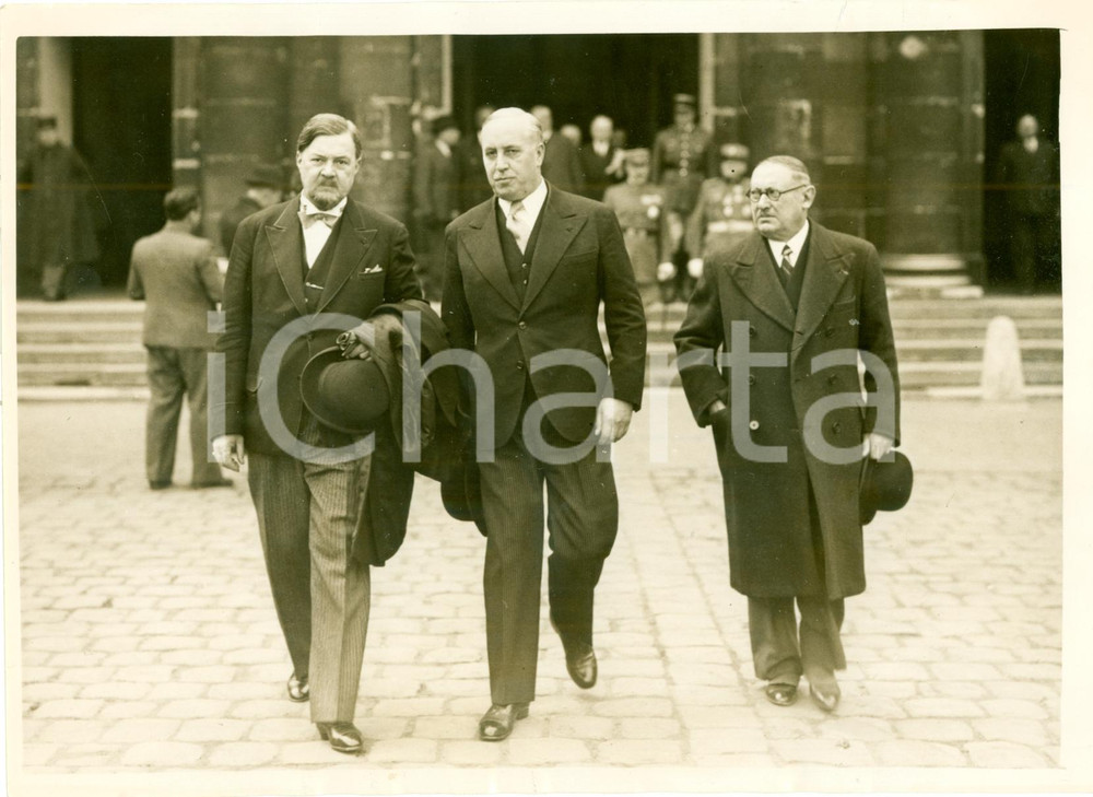 Fotografia d epoca originale 1938 PARIS FranÃ§ois DE TESSAN RenÃ© BRUNET cerimonia per Generale Maurice SARRAIL 1