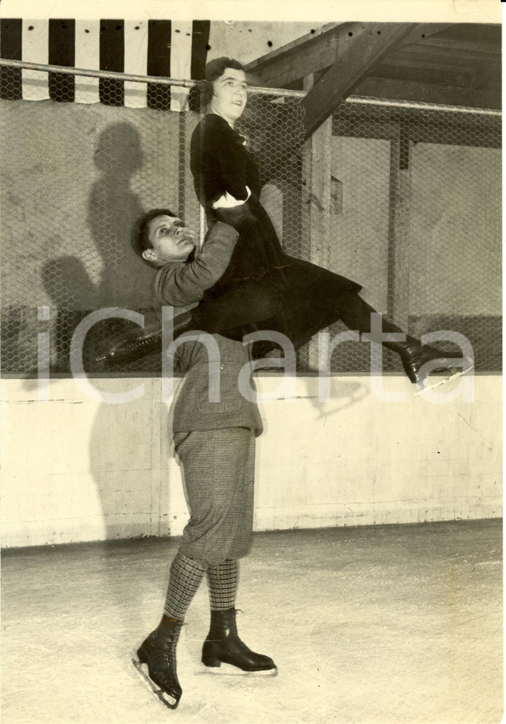 Fotografia d epoca originale 1932 NEW YORK USA Emilia ROTTER Laszlo SZOLLAS campioni ungheresi pattinaggio 1