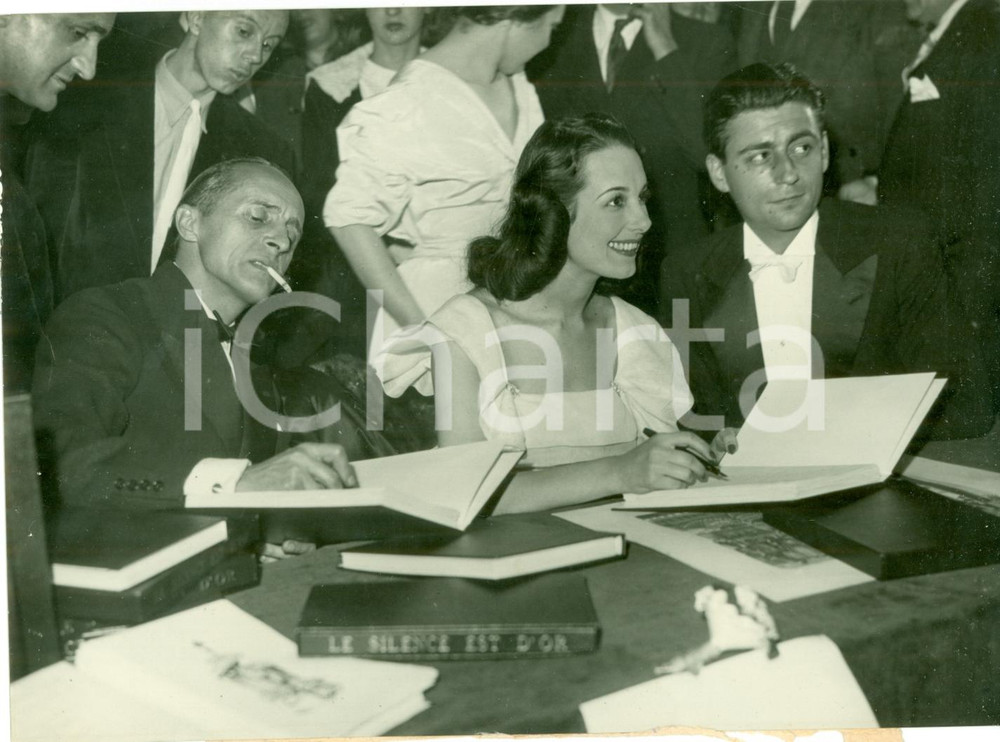 Fotografia d epoca originale 1947 PARIS RenÃ© CLAIR Marcelle DERRIEN FranÃ§ois PERIER dÃ©dicacent Silence d or 1