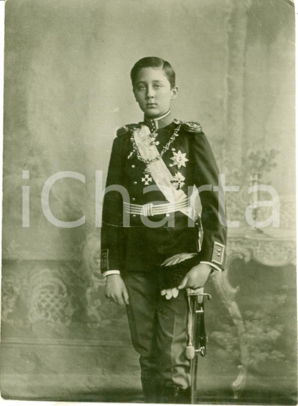 Fotografia d epoca originale 1915 ca BULGARIA Ritratto del Principe CIRILLO Fotografia DANNEGGIATA 1