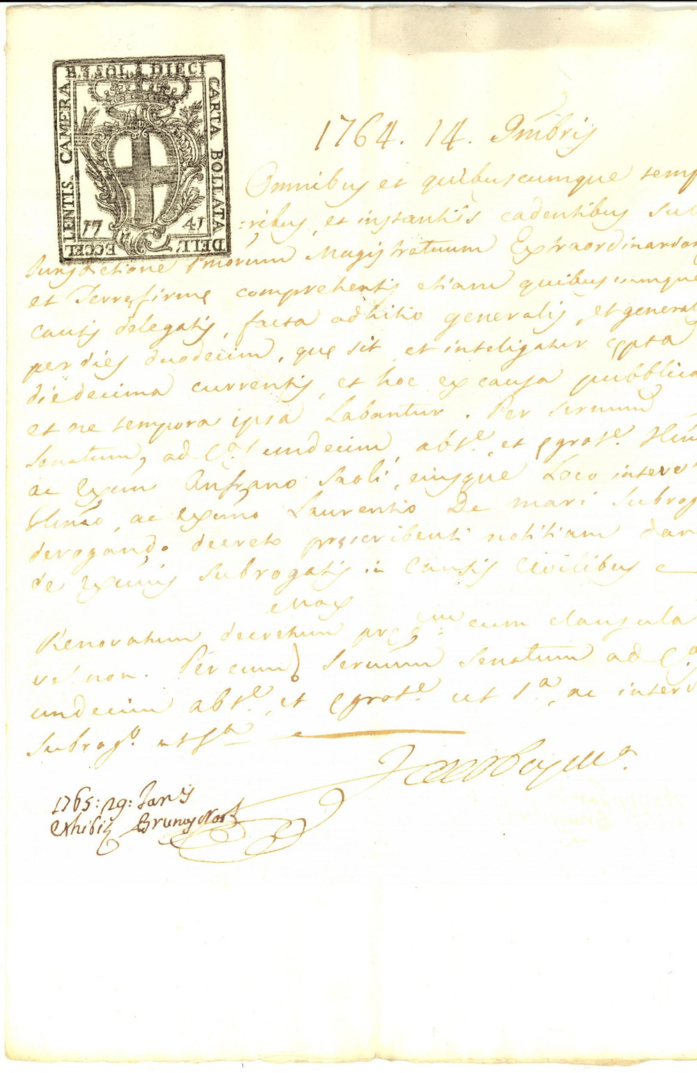 Documento originale, autentico 1764 GENOVA Sostituzione marchese Lorenzo DE MARI in causa civile 1