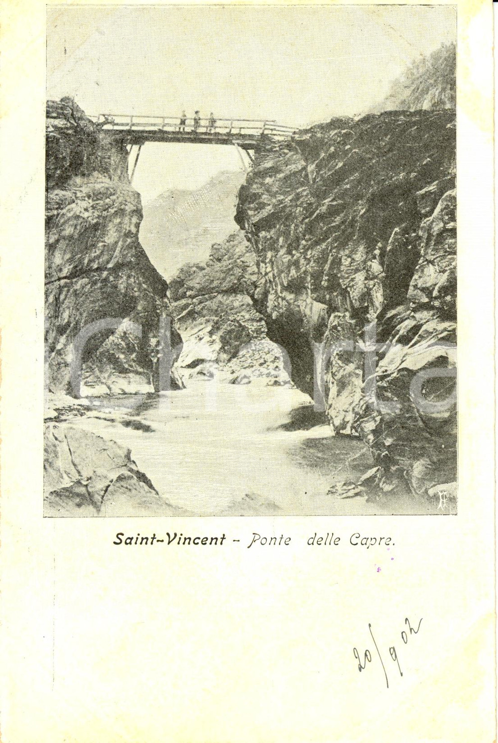 Cartolina originale da collezione 1902 SAINTVINCENT AO Il ponte delle capre Cartolina ANIMATA FP NV 1