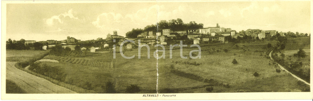 Cartolina originale da collezione 1925 ca ALTAVILLA MONFERRATO AL Panorama del paese Cartolina DOPPIA NV 1