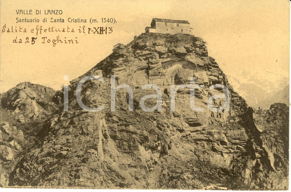 Cartolina originale da collezione 1913 VALLE DI LANZO TO Santuario di SANTA CRISTINA Cartolina FP NV 1