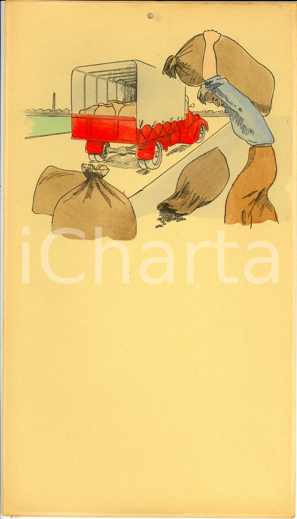 Oggetto da collezione cartaceo 1955 ca ITALIA Calendario perpetuo VINTAGE Lavoratore Acquerellato a mano 1 1