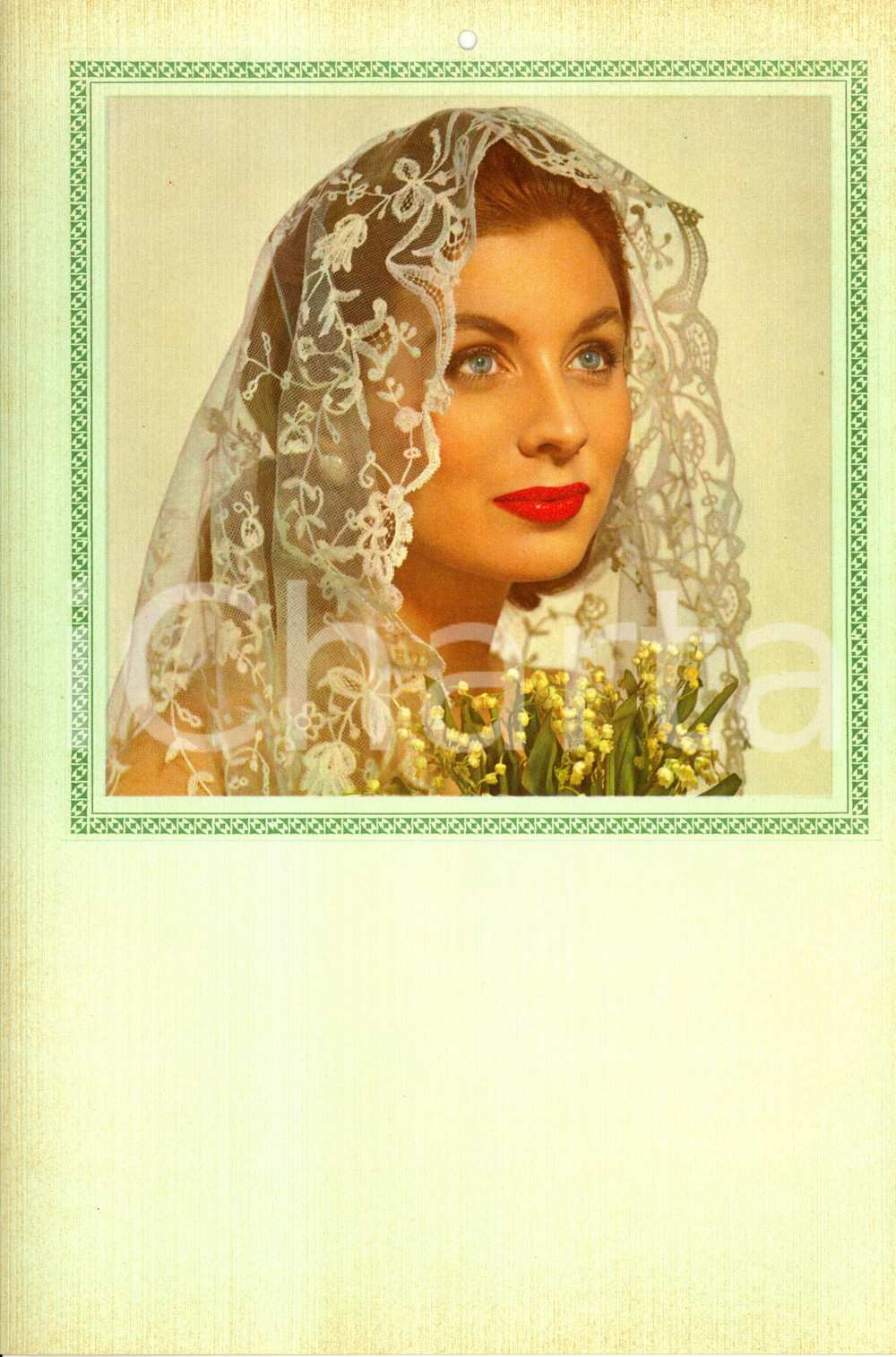 Oggetto da collezione cartaceo 1955 ca ITALIA MODERNARIATO Calendario perpetuo VINTAGE Sposa velata 2 1