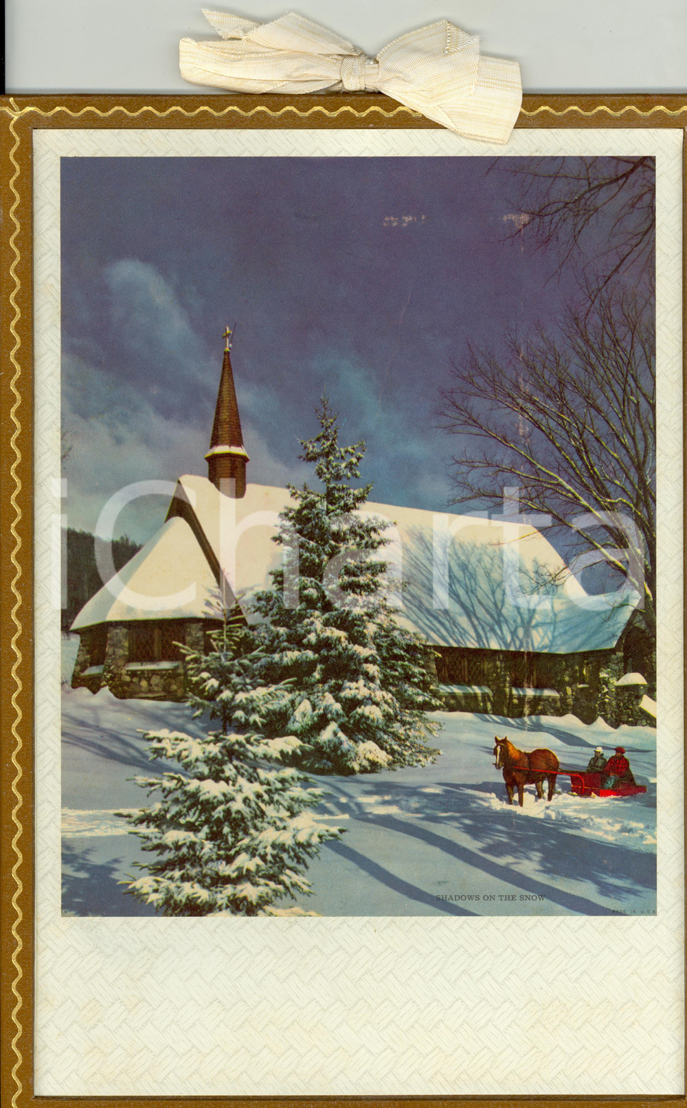 Oggetto da collezione cartaceo 1955 ca ITALIA MODERNARIATO Calendario perpetuo paesaggio invernale 23x32 cm 1