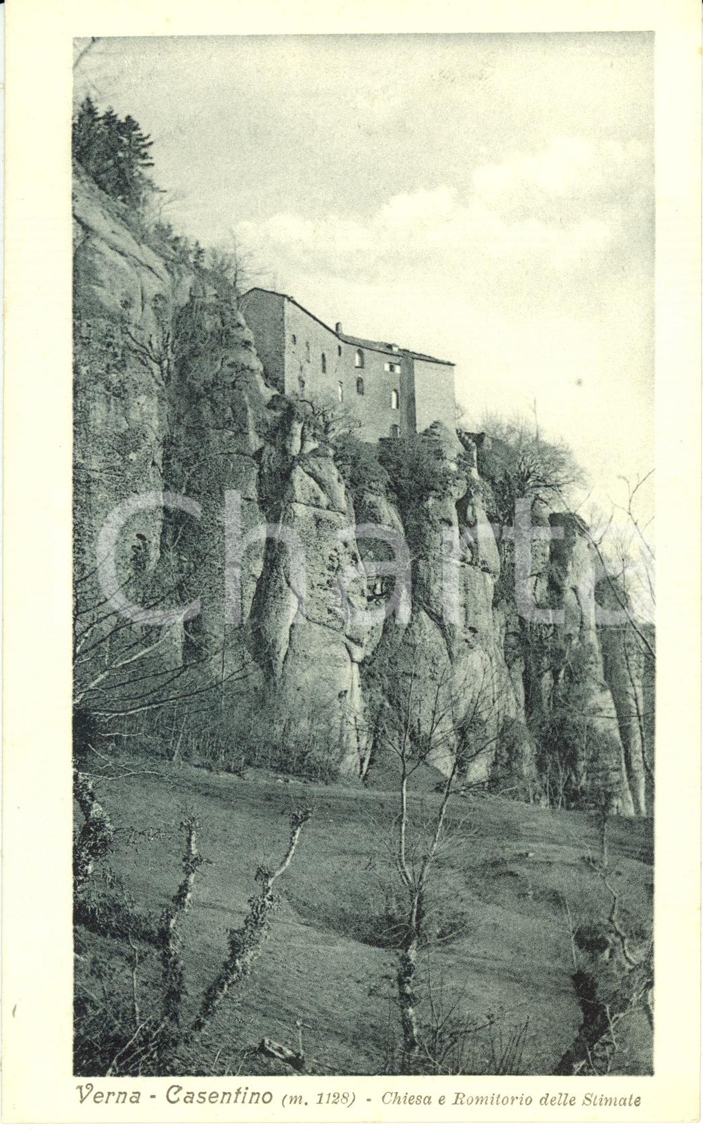 Cartolina originale da collezione 1922 CHIUSI DELLA VERNA AR Santuario delle STIGMATE dal basso Cartolina FP NV 1