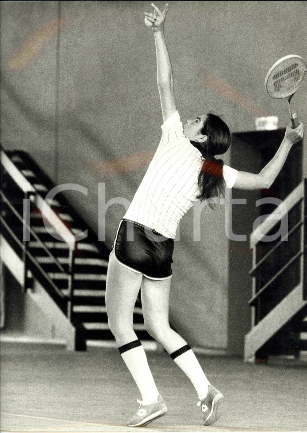 Fotografia d epoca originale 1980 ca TENNIS Sabina SIMMONDS durante allenamenti Fotografia 24x30 cm 1