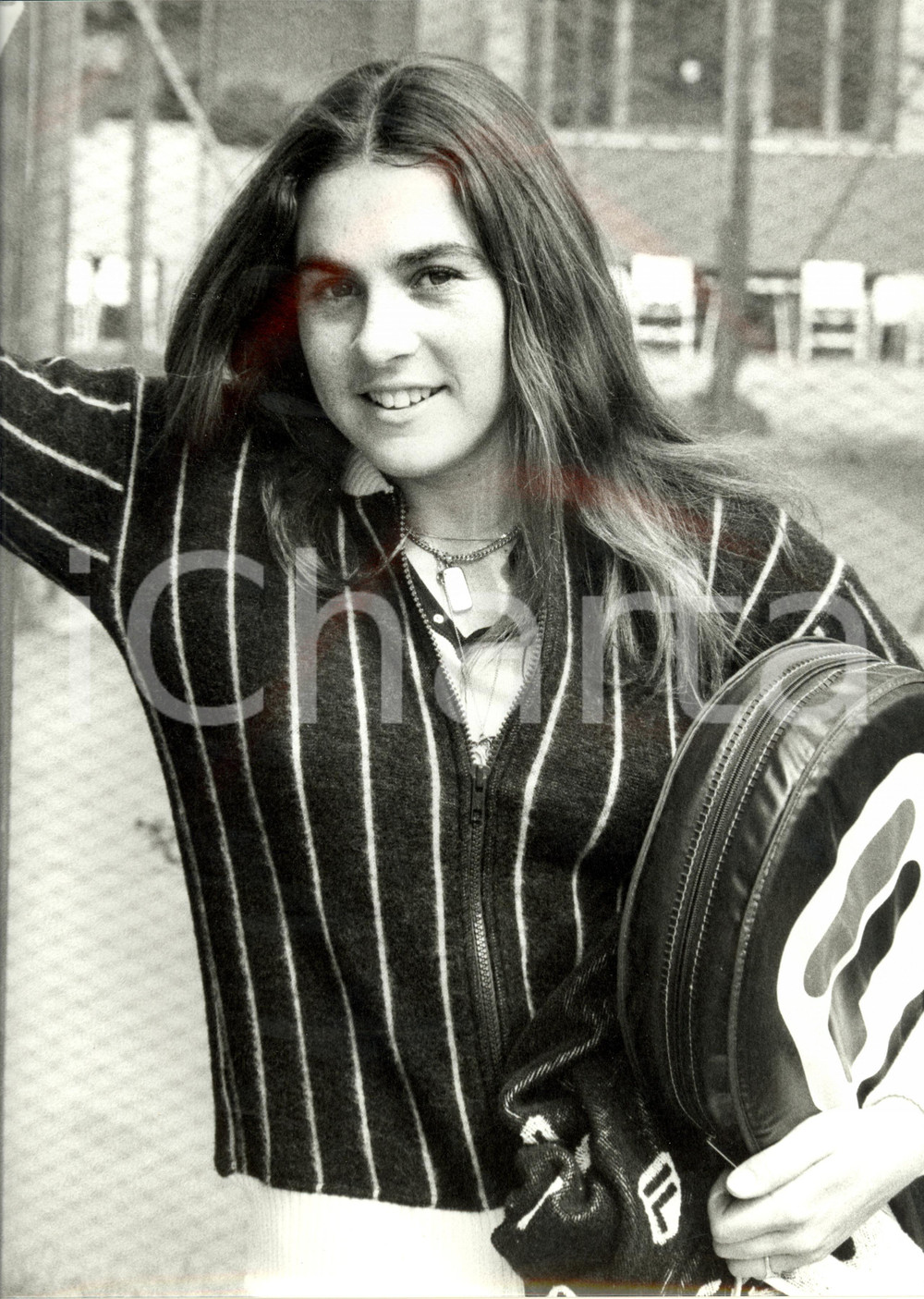 Fotografia d epoca originale 1980 ca TENNIS Ritratto Sabina SIMMONDS sponsor FILA Fotografia 24x30 cm 1