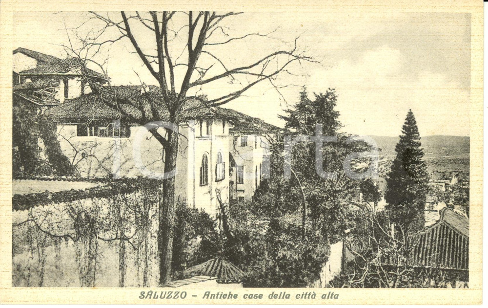 Cartolina originale da collezione 1930 ca SALUZZO CN Antiche case dell acittÃ  alta Cartolina FP NV 1