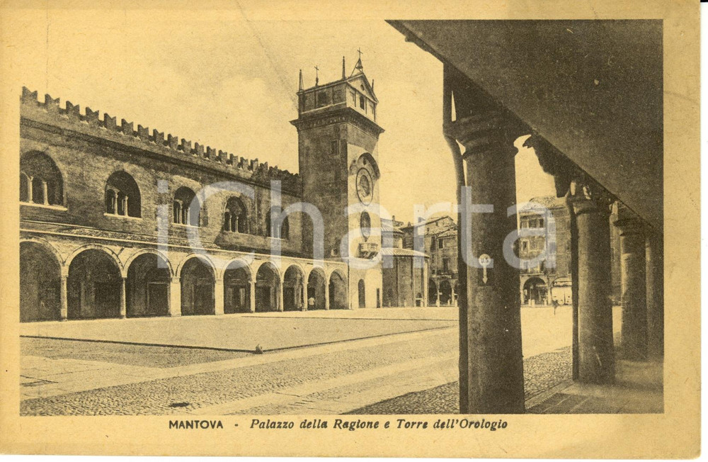Cartolina originale da collezione 1935 ca MANTOVA Palazzo della RAGIONE e torre dell orologio Cartolina FP NV 1