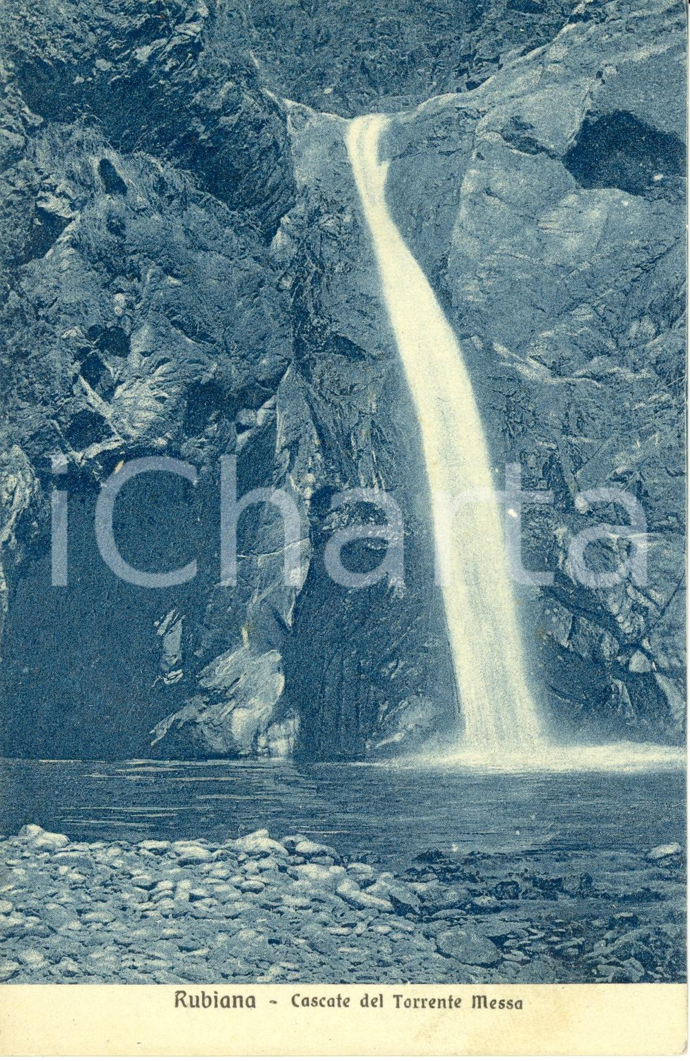Cartolina originale da collezione 1920 ca RUBIANA TO Le cascate del torrente MESSA Cartolina FP NV 1