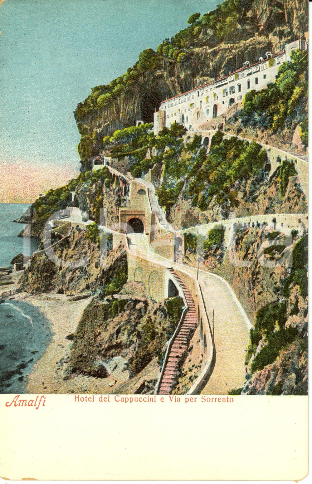 Cartolina originale da collezione 1930 ca AMALFI NA Hotel CAPPUCCINI e via per SORRENTO Cartolina FP NV 1