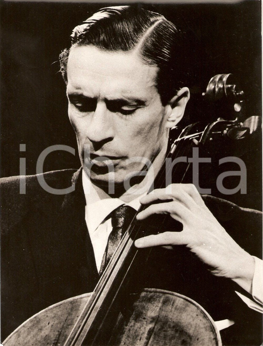 Fotografia d epoca originale 1955 ca SOLISTI DI ZAGABRIA Antonio JANIGRO suona violoncello in concerto 1
