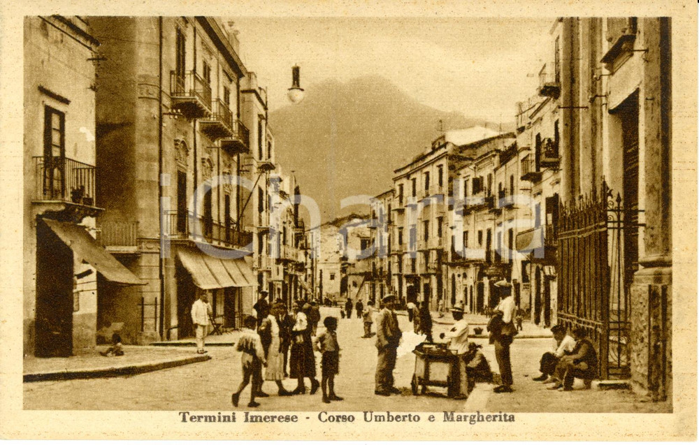 Cartolina originale da collezione 1930 ca TERMINI IMERESE Corso UMBERTO e MARGHERITA Cartolina ANIMATA 2 1