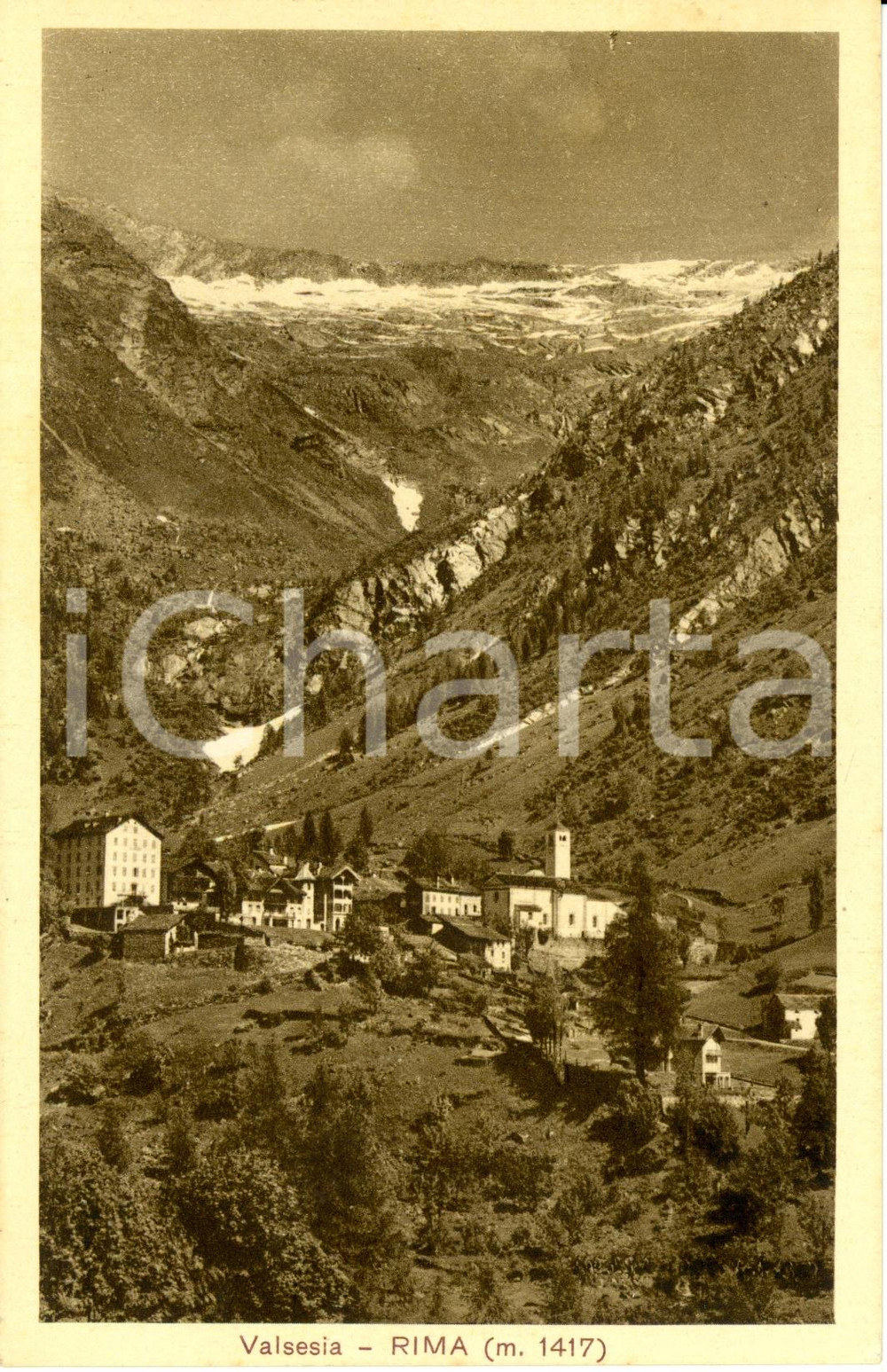 Cartolina originale da collezione 1940 ca RIMA SAN GIUSEPPE VC Panorama vallata VALSESIA Cartolina FP NV 1
