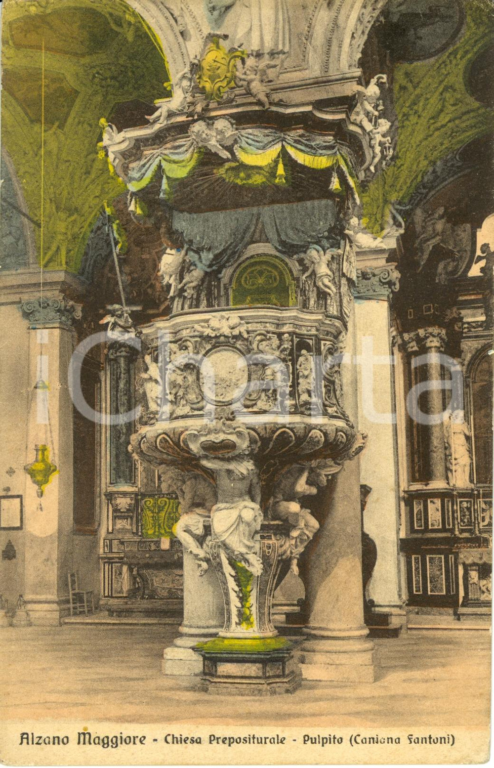 Cartolina originale da collezione 1930 ca ALZANO LOMBARDO BG Il pulpito dei fratelli FANTONI Cartolina FP NV 1