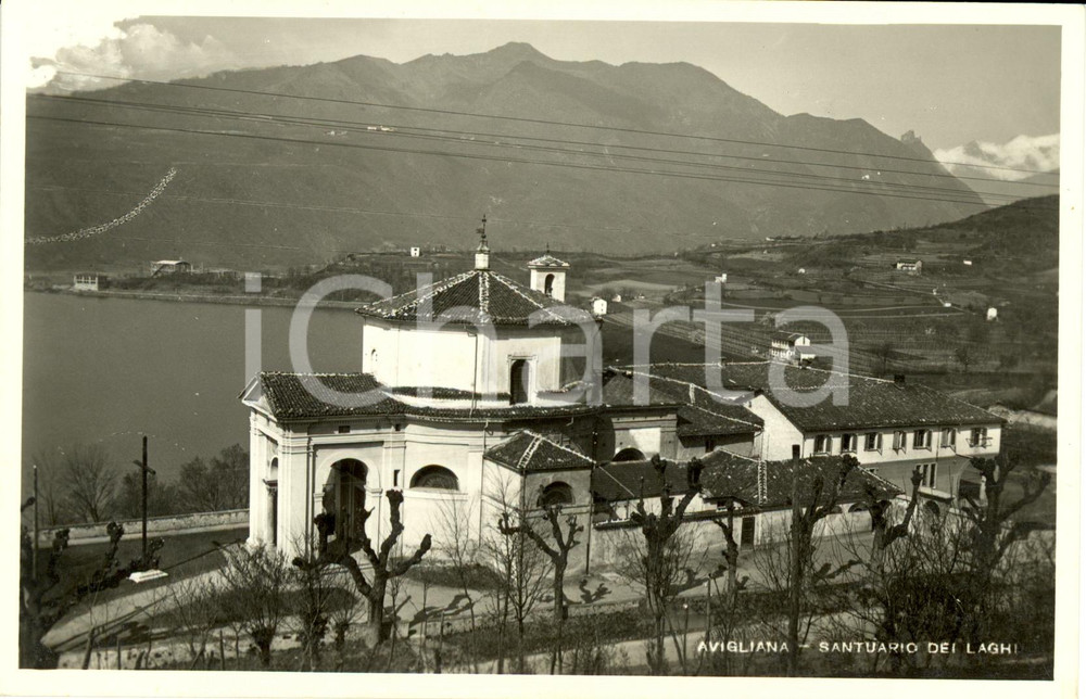 Cartolina originale da collezione 1943 AVIGLIANA TO Santuario DEI LAGHI con panorama Cartolina FP NV 1