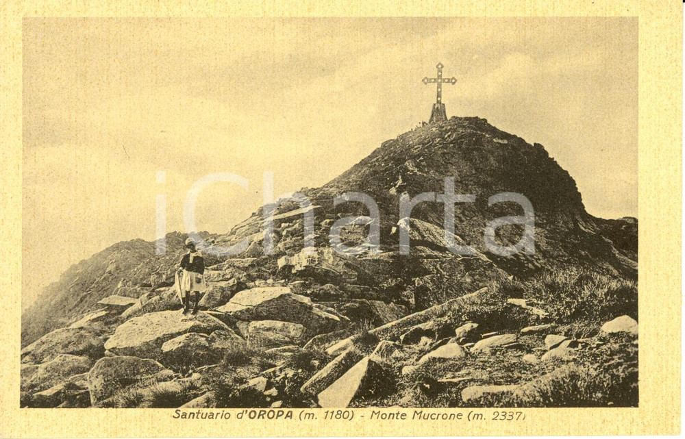 Cartolina originale da collezione 1930 ca OROPA BI Il santuario sul Monte MUCRONE Cartolina ANIMATA FP NV 1