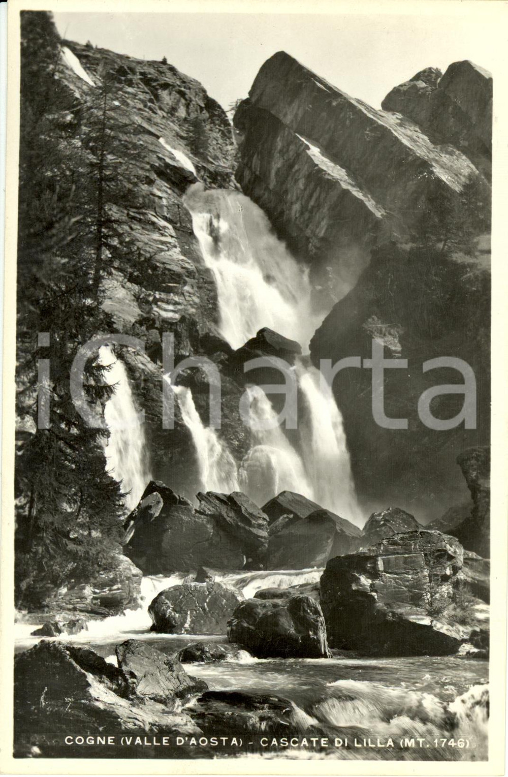 Cartolina originale da collezione 1948 COGNE AO Le cascate di LILLA Cartolina FP VG 1